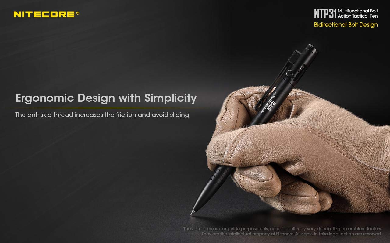 Nitecore NTP31 stainless steel clip securing the pen to clothing