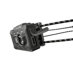 Nitecore NU20 beam-range image demonstrates bright 360-lumen visibility at night.