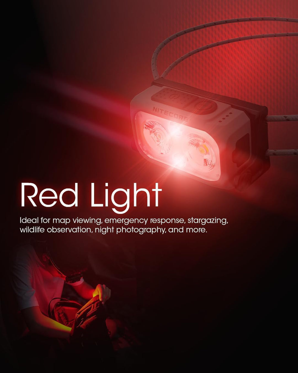 Nitecore NU21 beam pattern for wide and focused lighting.