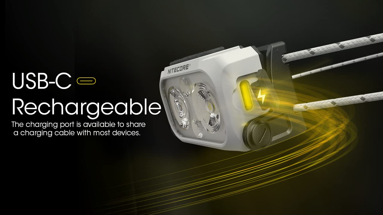 Nitecore NU21 red LED on provides safe signaling in low light.