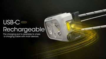 Nitecore NU21 red LED on provides safe signaling in low light.