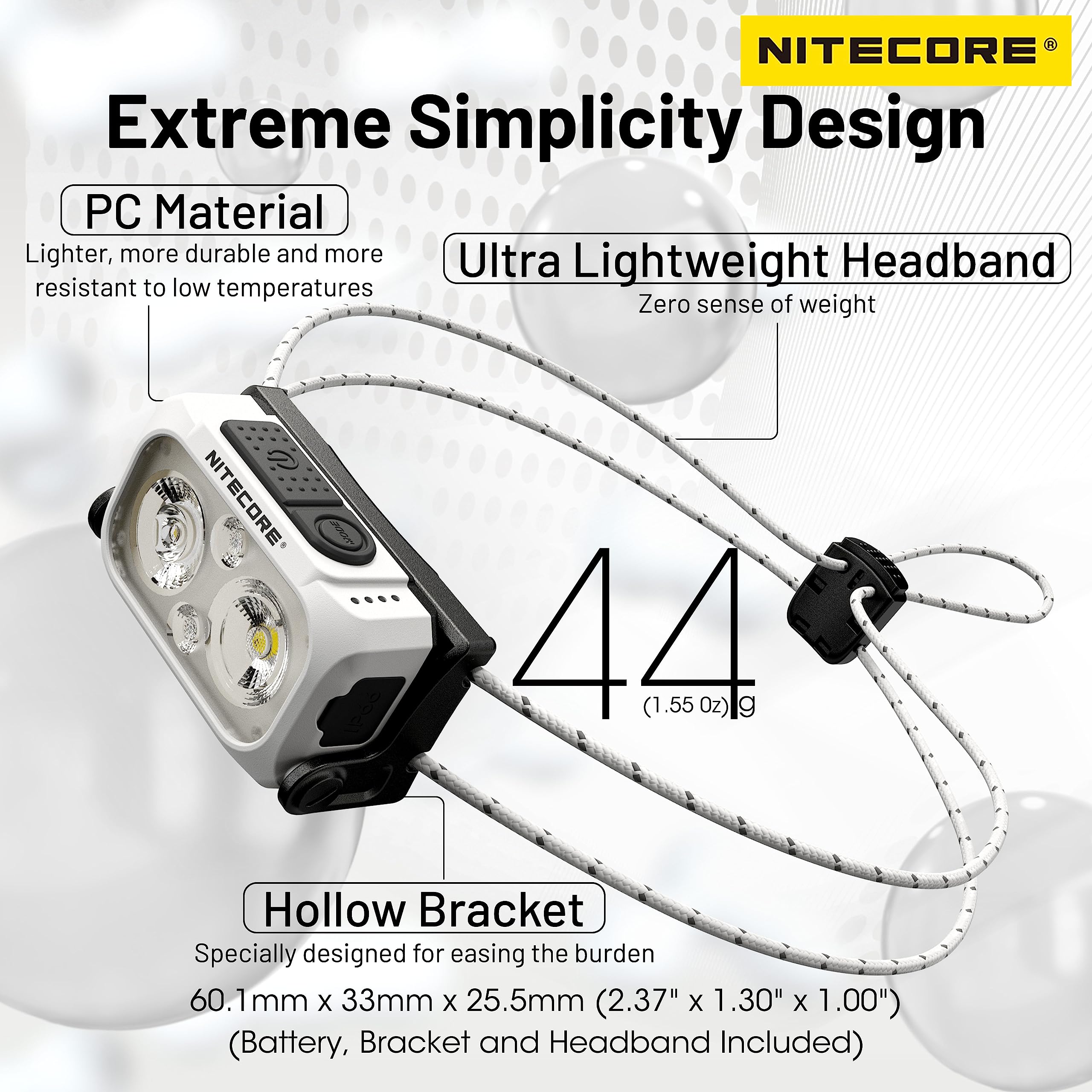 Nitecore NU21 unibody optics maximizing light transmission for a clear beam.