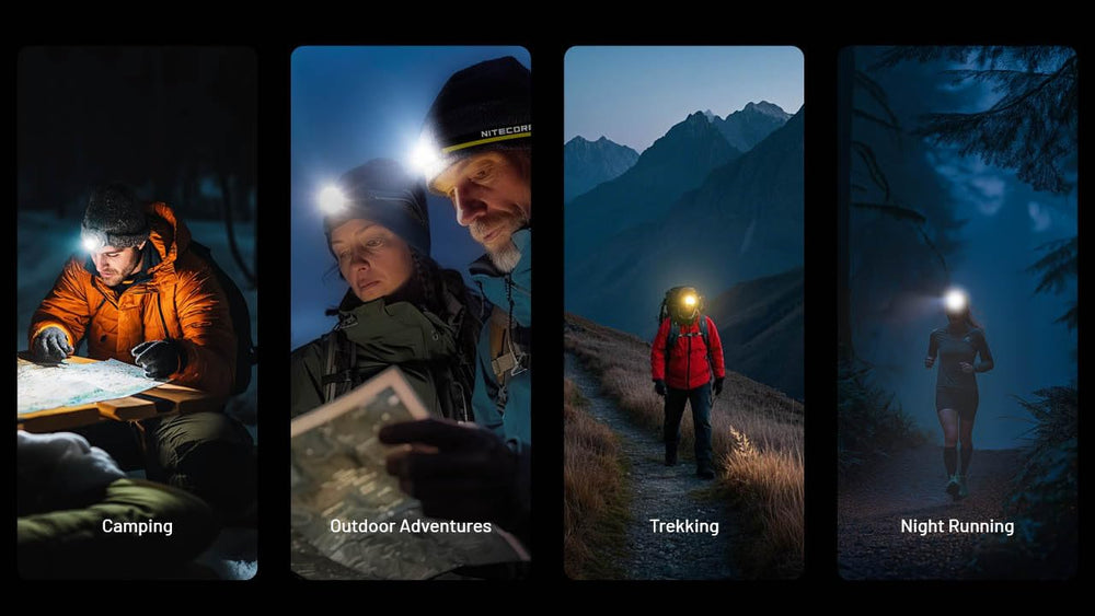 Nitecore NU25 beam performance illustration conveys bright 400 lumens outdoors