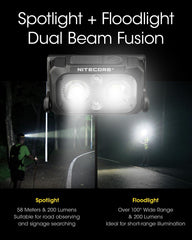 NU25 UL 64m beam distance highlights path at night