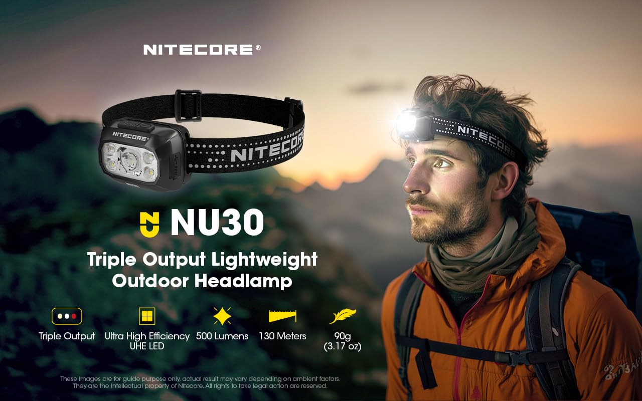 Nitecore NU30 lightweight headlamp design for comfortable wear