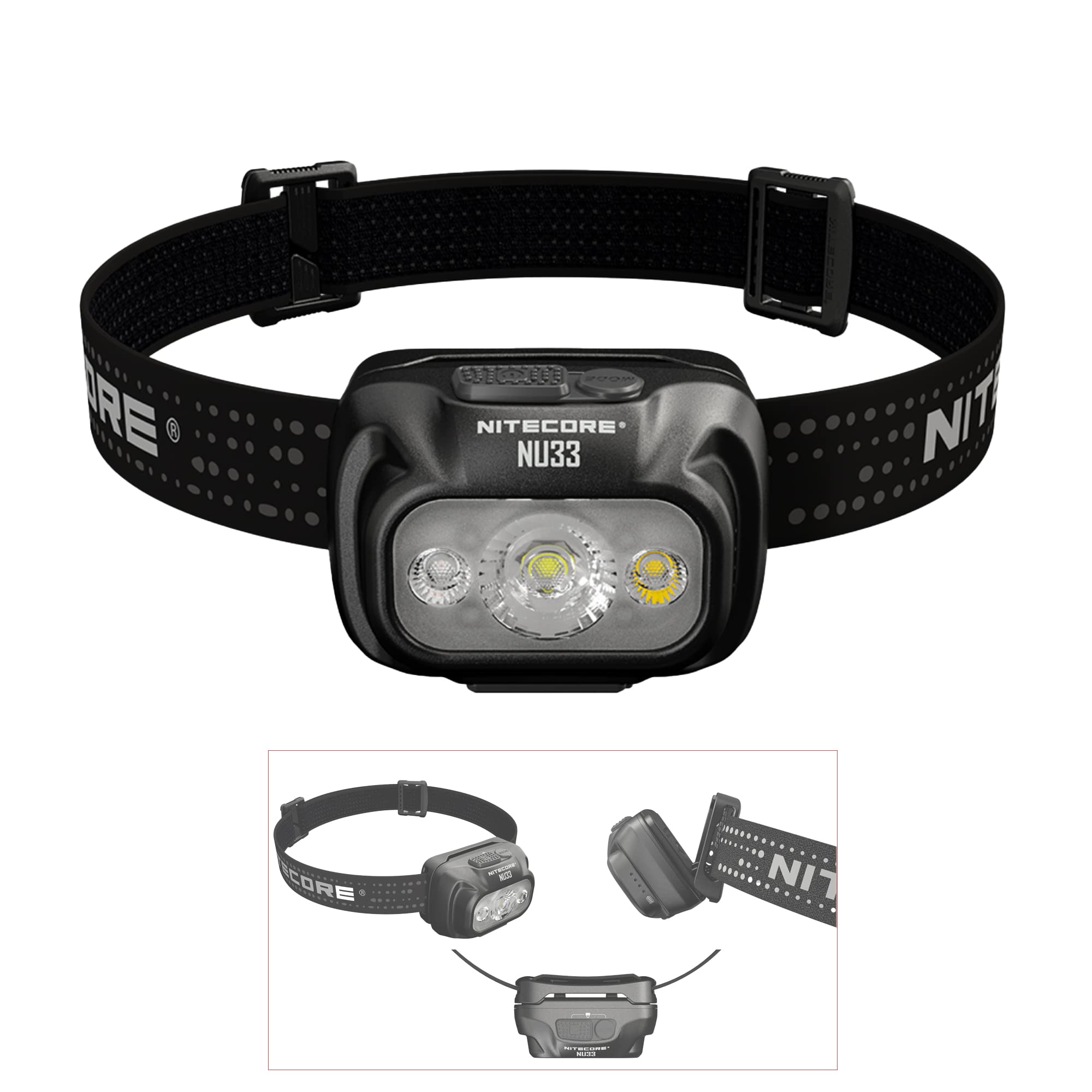 NU33 front view headlamp offers compact, hands-free brightness for outdoor tasks.