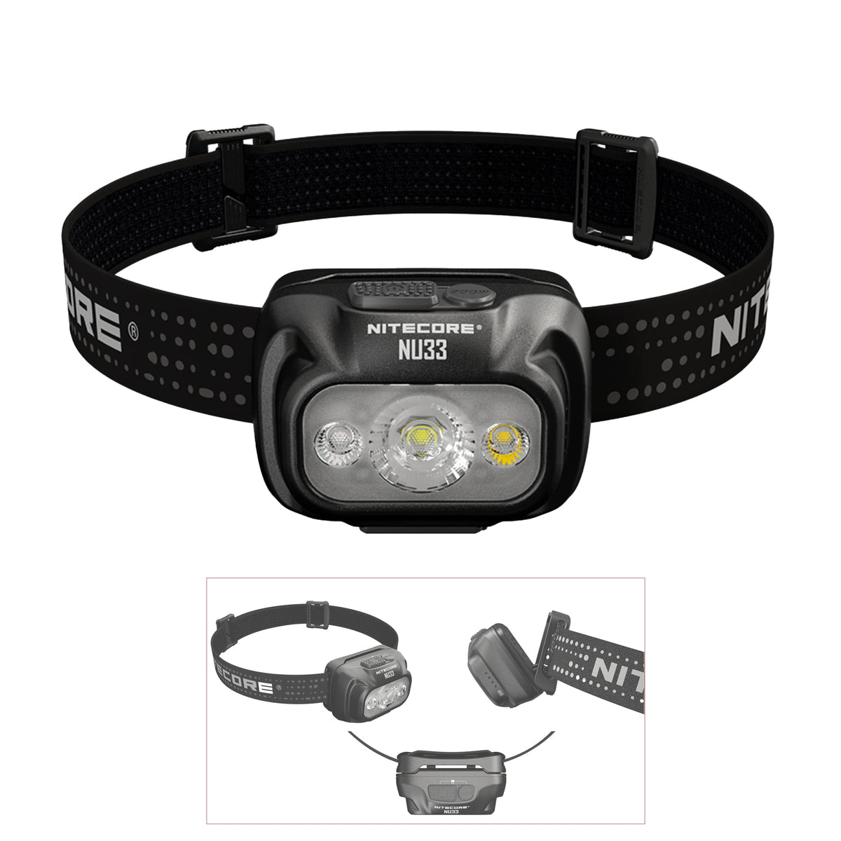 NU33 front view headlamp offers compact, hands-free brightness for outdoor tasks.