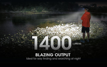 Nitecore NU43 1400 lumens highlight for bright performance in dark environments