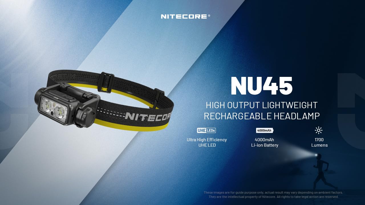 Nitecore NU45 reading light offers low brightness tasks.