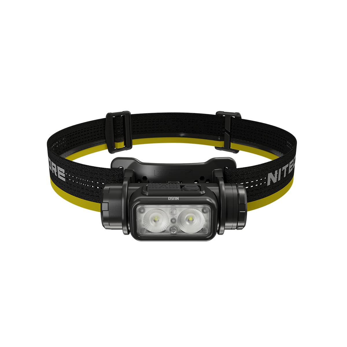Nitecore NU50 headlamp with 1400 lumens for night runs and USB-C charging.