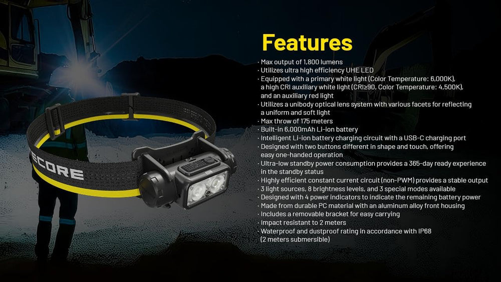 Nitecore NU53 runtime up to 153 hours for extended projects.