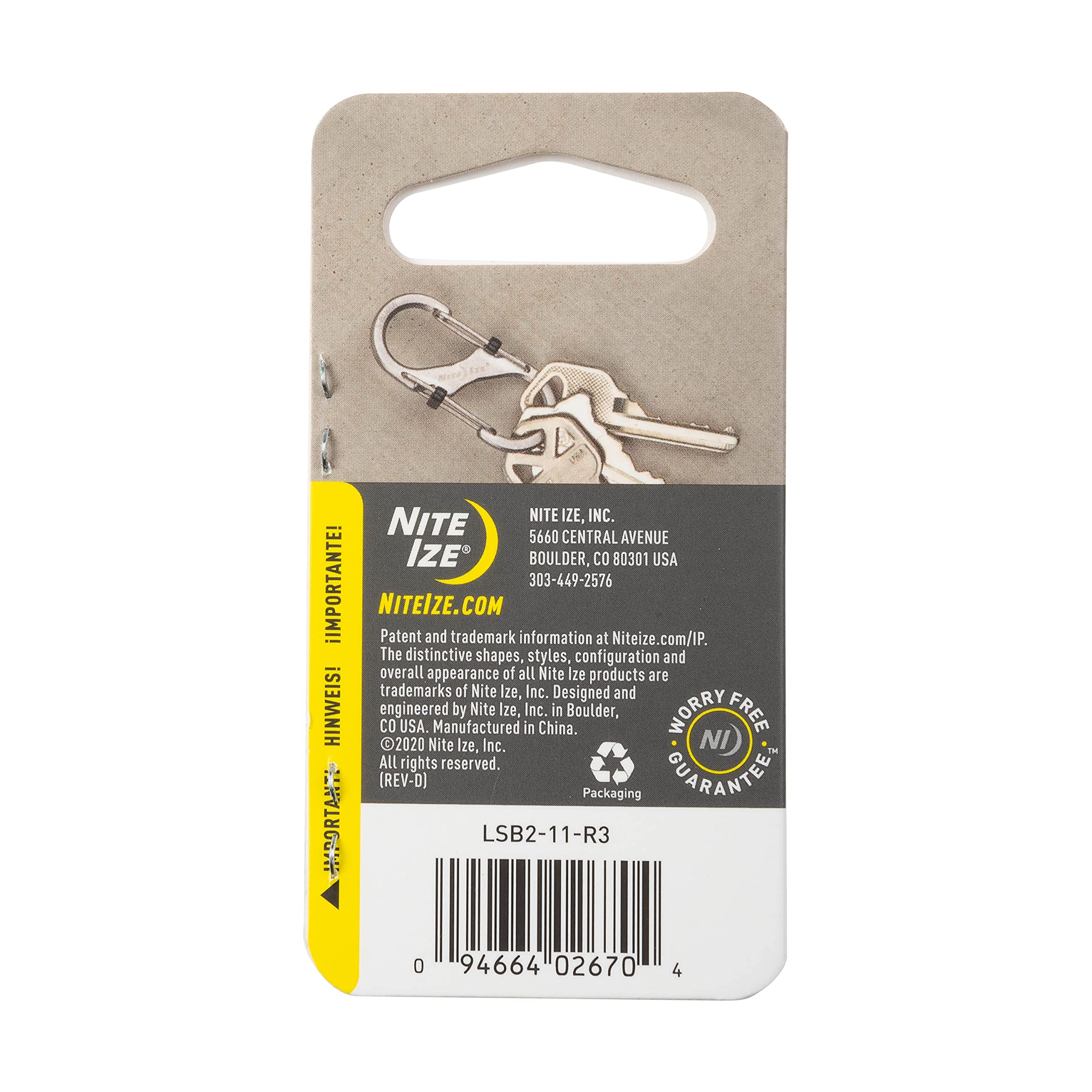 Nite Ize LSB2-11-R3 stainless steel dual carabiner ideal for keys