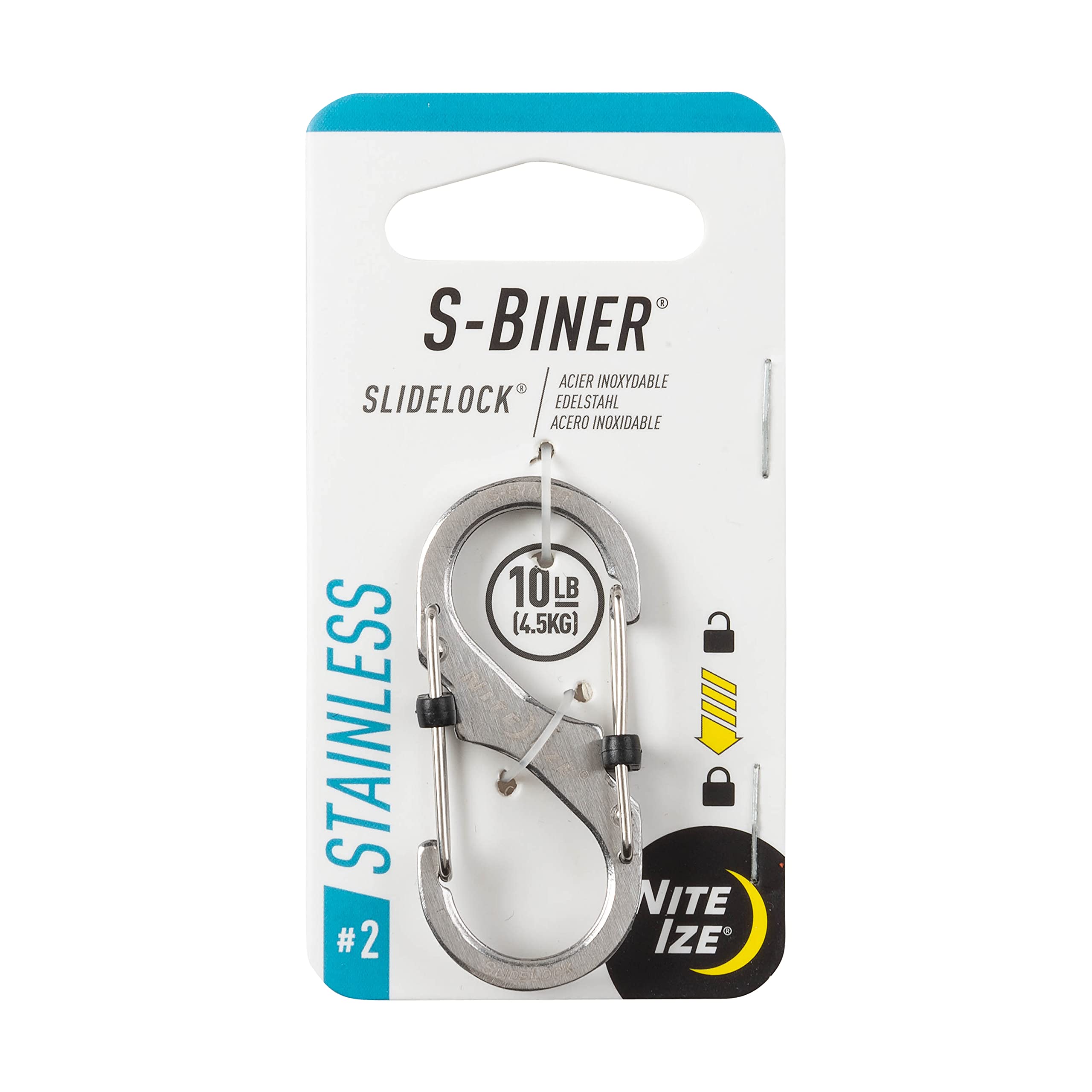 Nite Ize LSB2-11-R3 front view with dual locking gates for secure key clips