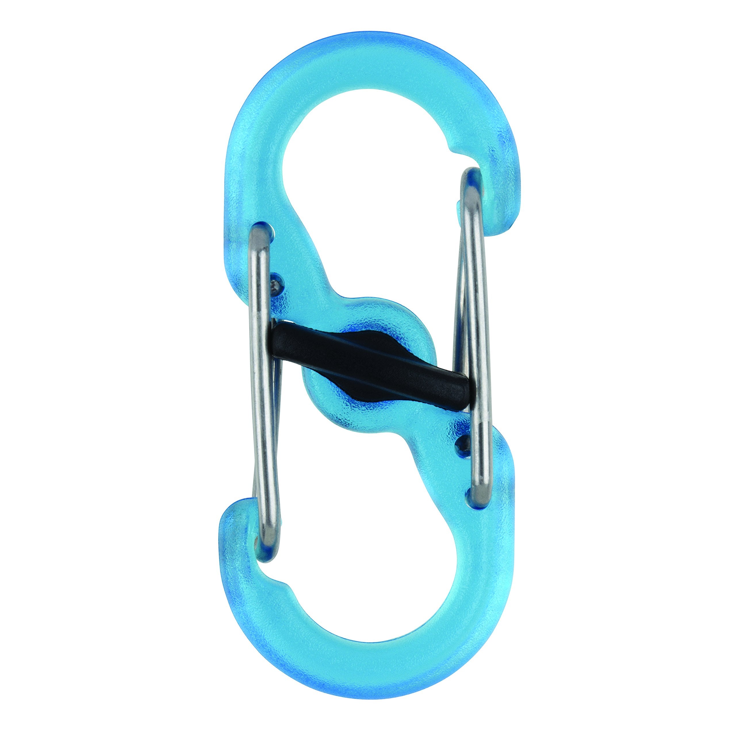 Nite Ize S-Biner MicroLock blue side view highlights compact key clip.