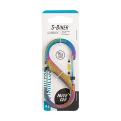 NITE IZE S-biner Slide Lock #4 Spectrum front view for secure keys and gear.
