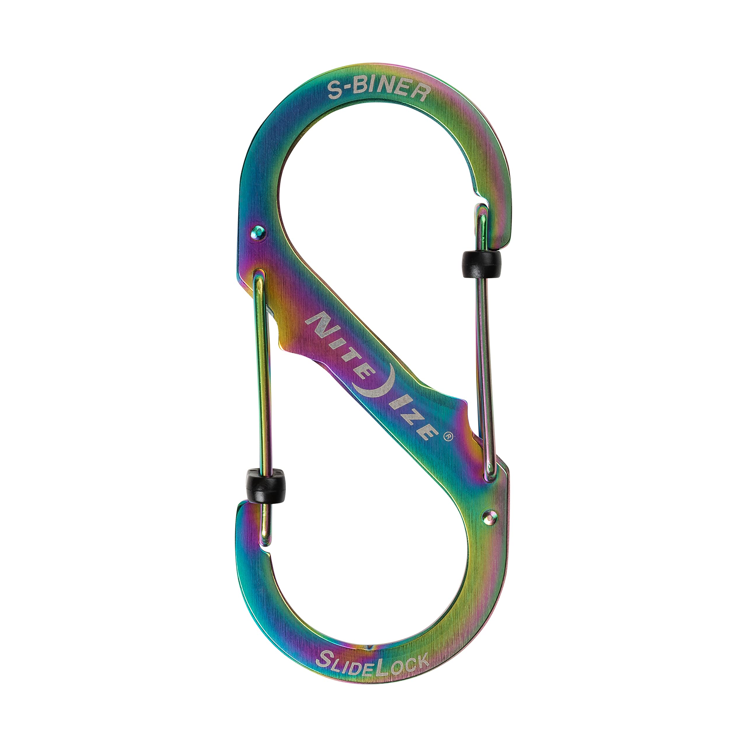 NITE IZE S-biner Slide Lock #4 Spectrum side view showing stainless steel durability.