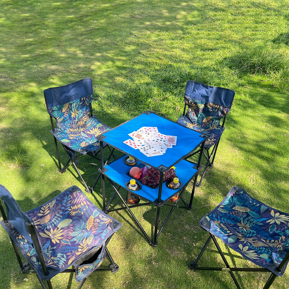 NiuXTool two-tier camping table storage demonstrates organized space for cups and snacks.