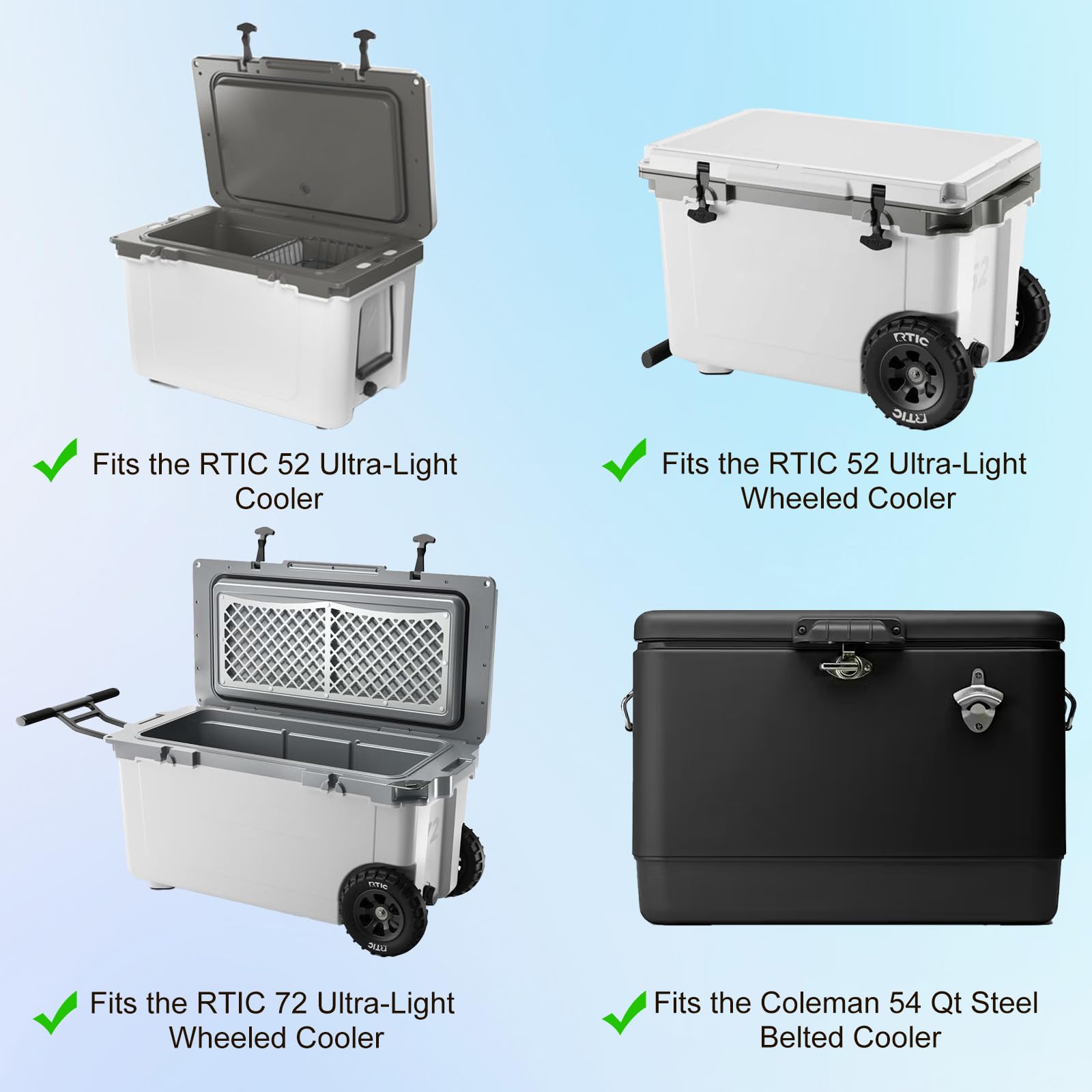 NIXOOT cooler-basket-rtic-72-wheeled fits RTIC 72 Qt Ultra-Light for quick access.
