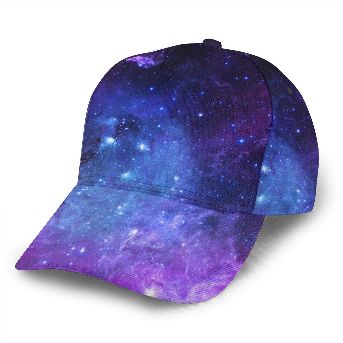 NiYoung Blue Purple Galaxy Baseball Cap, front view, lightweight and comfortable for daily wear.