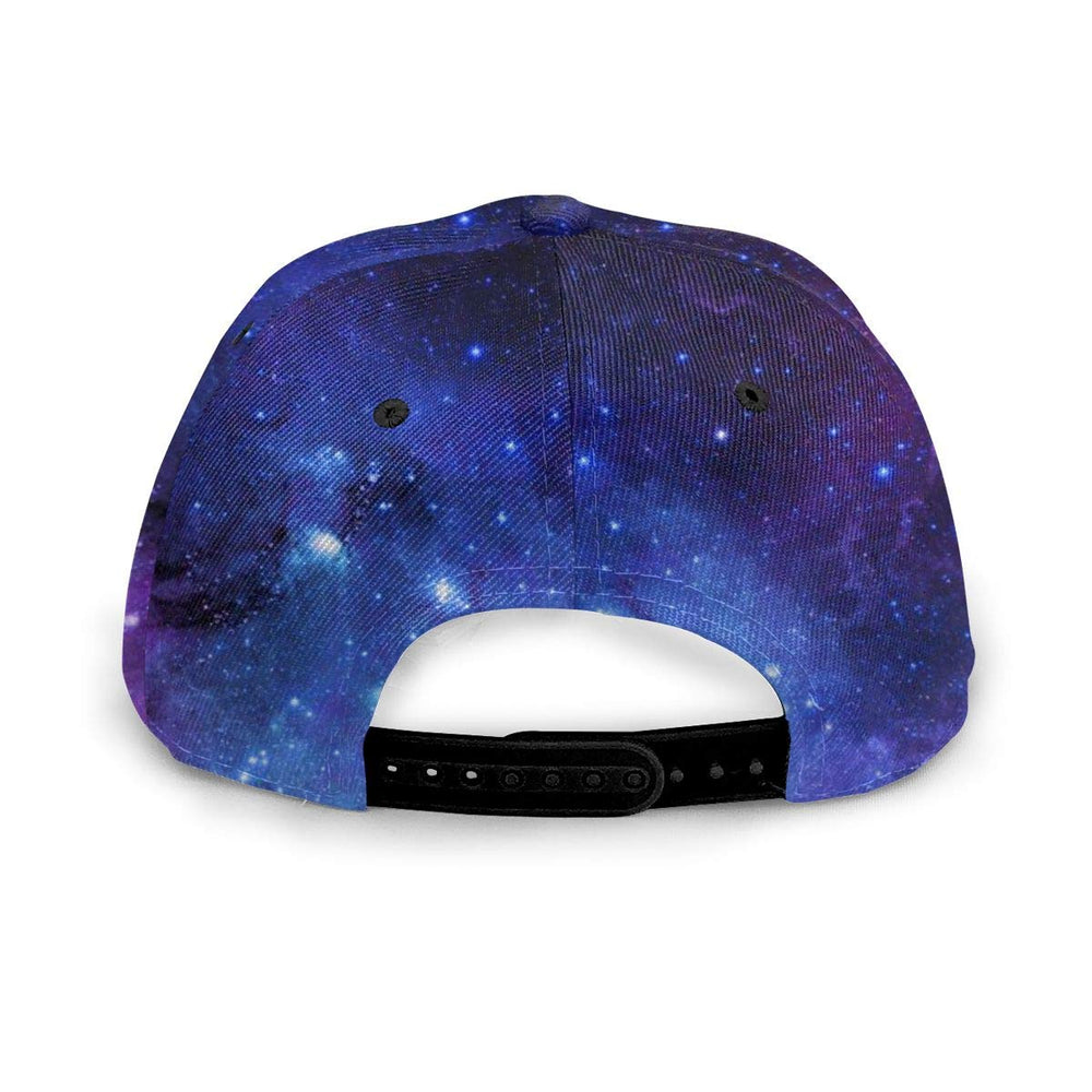 NiYoung Blue Purple Galaxy Baseball Cap, on-model view showing versatile styling.