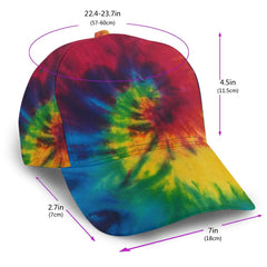 NiYoung tie dye peace hat back view highlights adjustable fit for all.