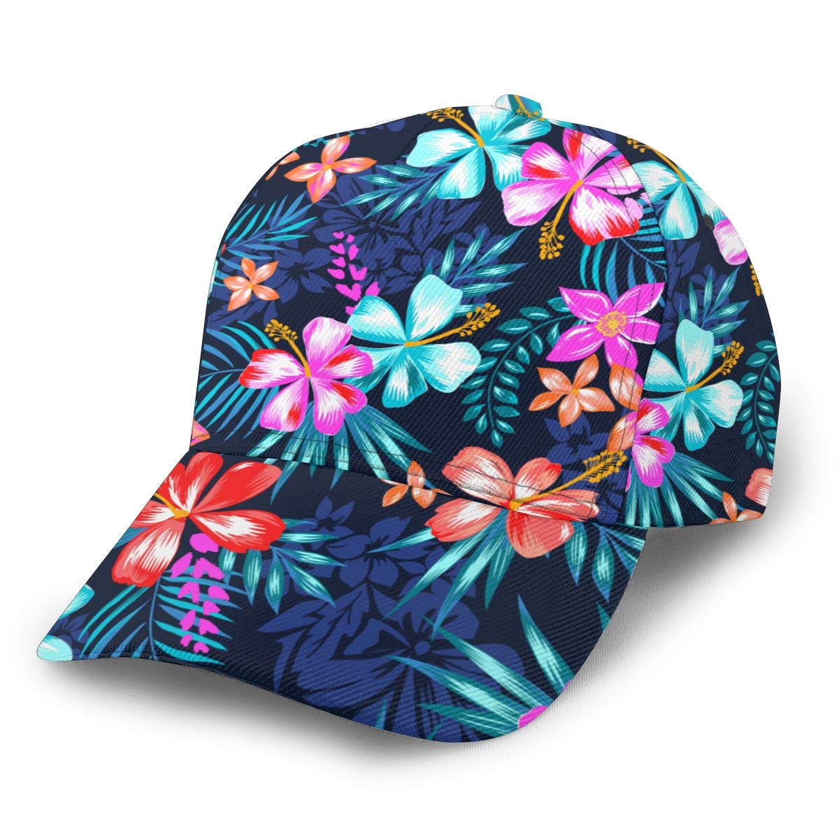 NiYoung tropical flowers cap with palm leaves for sunny outdoors.