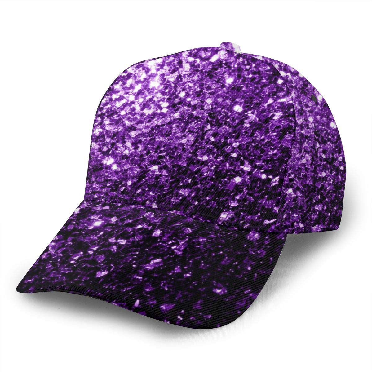 NiYoung women's dark purple glitter baseball cap front view for sunny days and casual outfits.