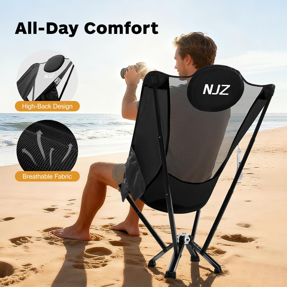 NJZ high-back chair 7075-frame detail emphasizes load capacity