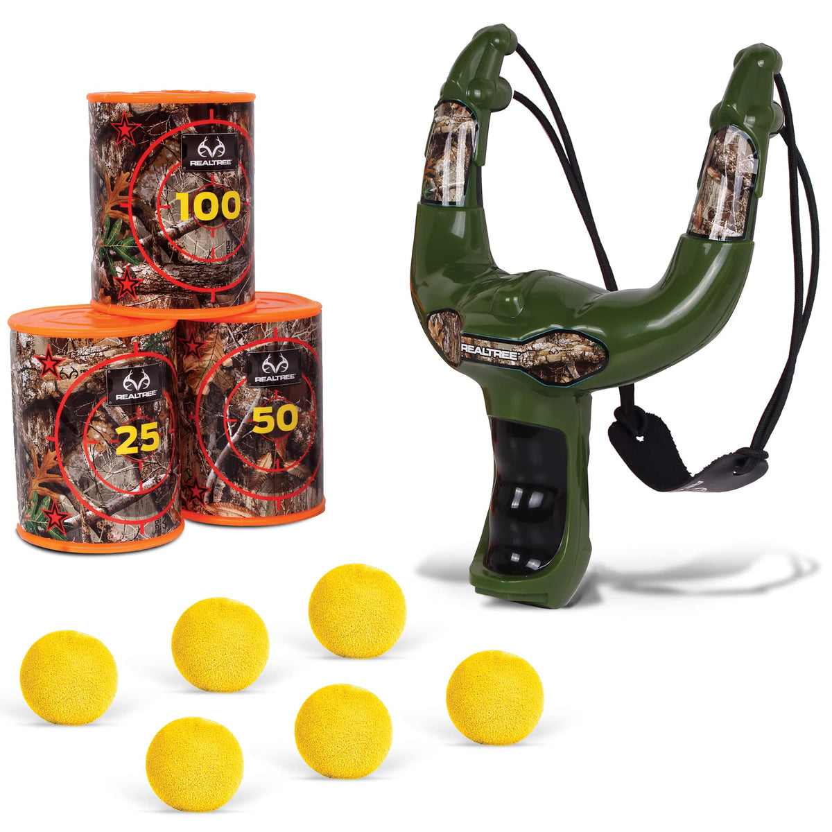 NKOK Realtree handheld slingshot in green camouflage with model #25037