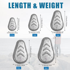Back view of No Roll Inline Sinker Weights 1oz pack
