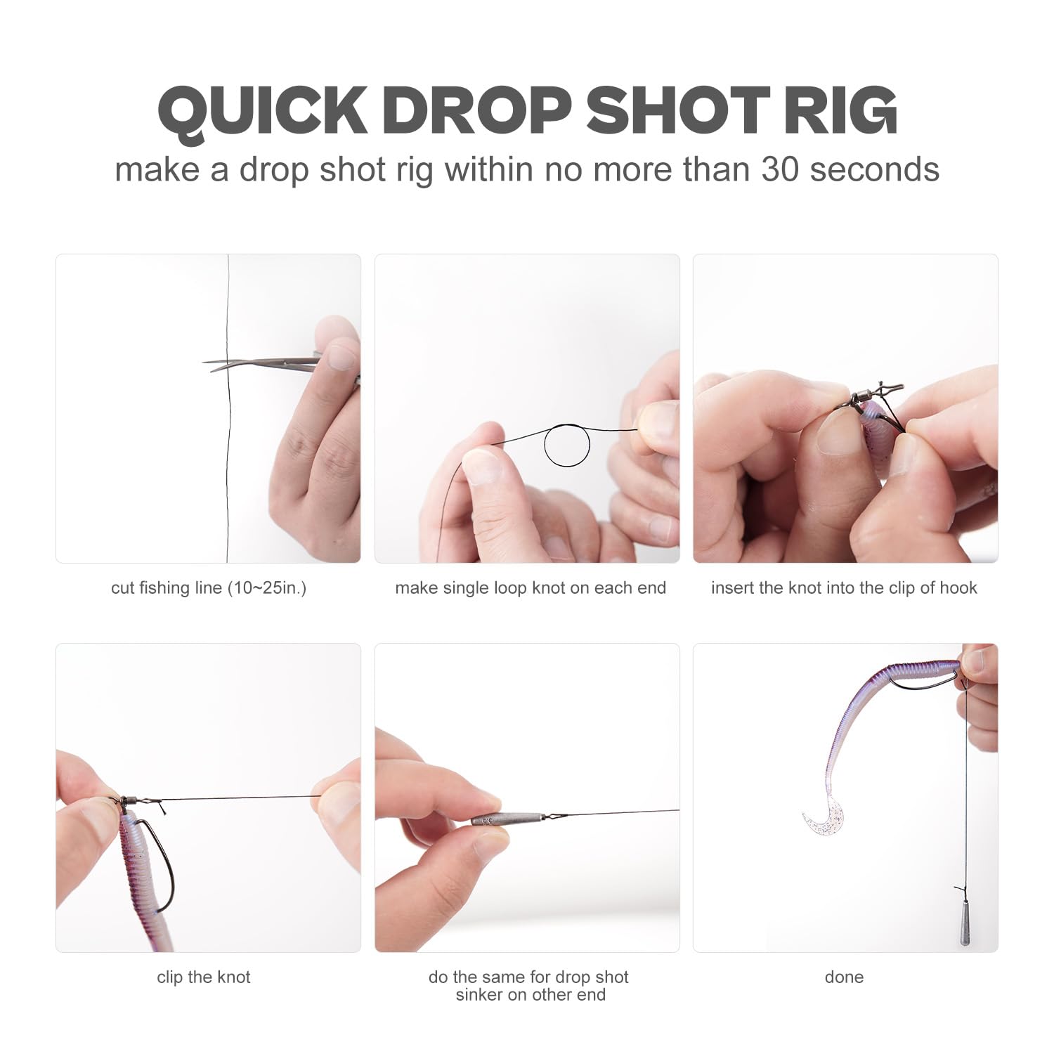 No-tie swivel hooks for quick rigging