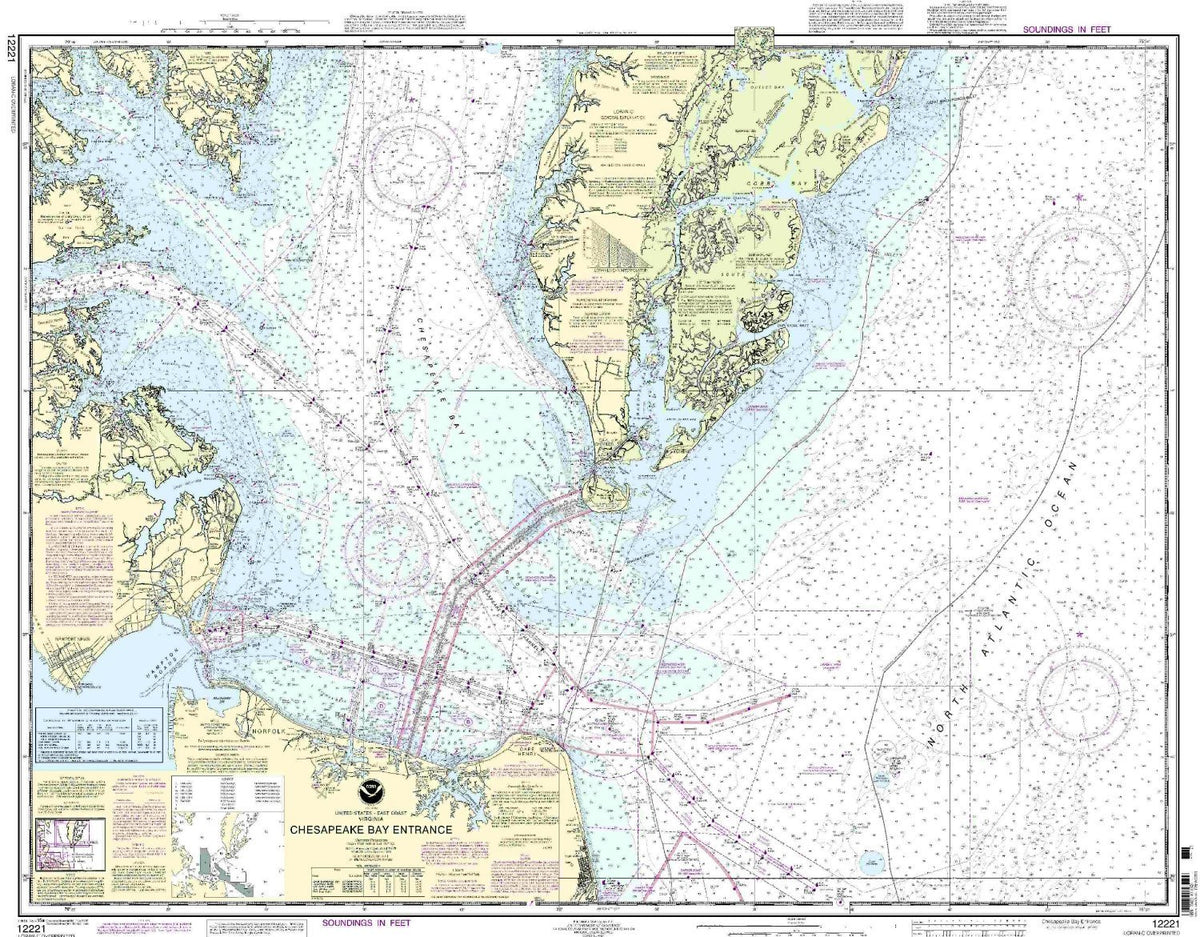 NOAA 12221 Chesapeake Bay Entrance chart overview for broad navigation planning.
