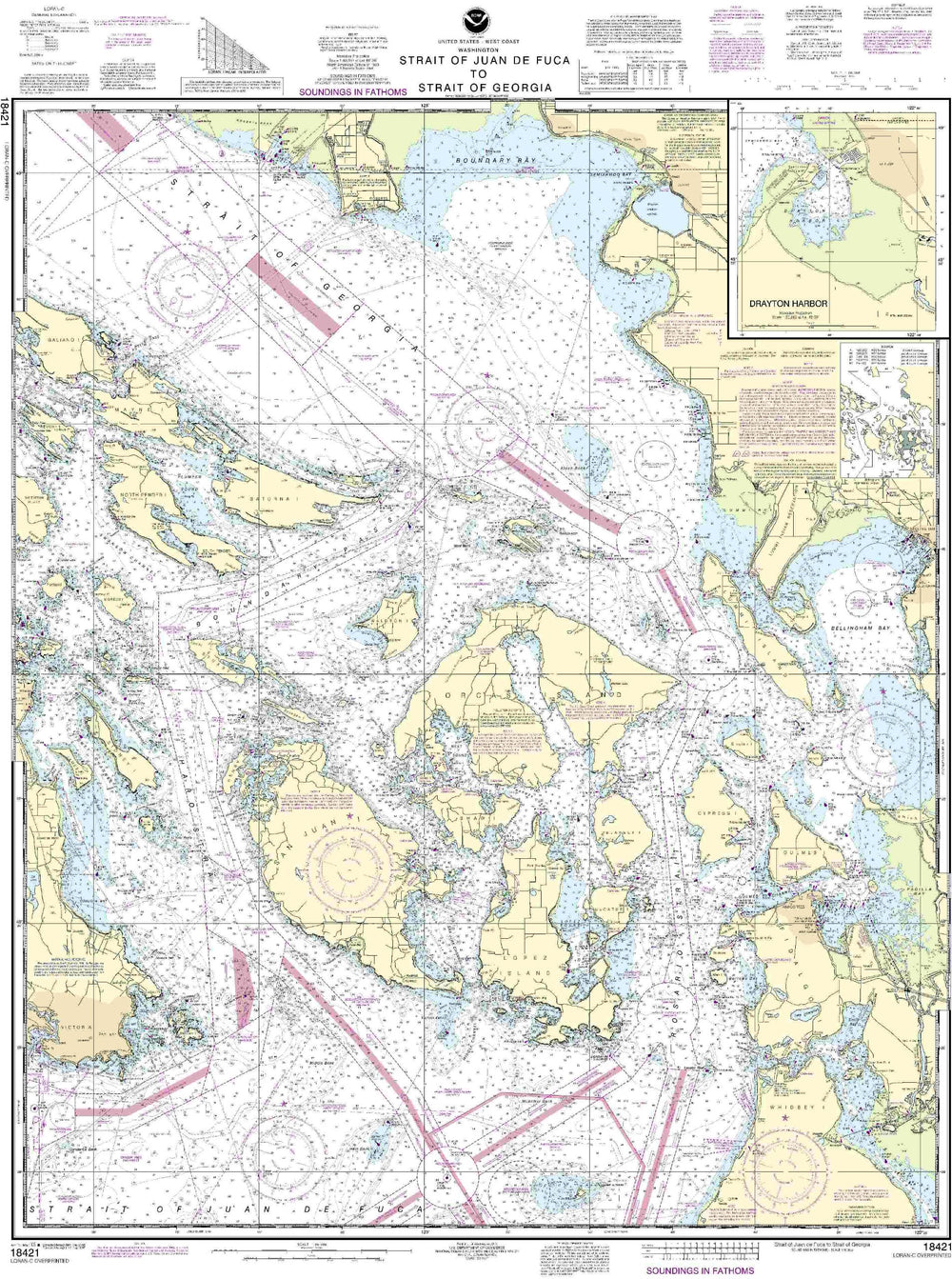 NOAA 18421 chart of Juan de Fuca to Georgia, Drayton Harbor—ideal for coastal navigation planning