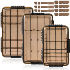 Noamus 3-pack fishing tackle boxes in tea-color waterproof design