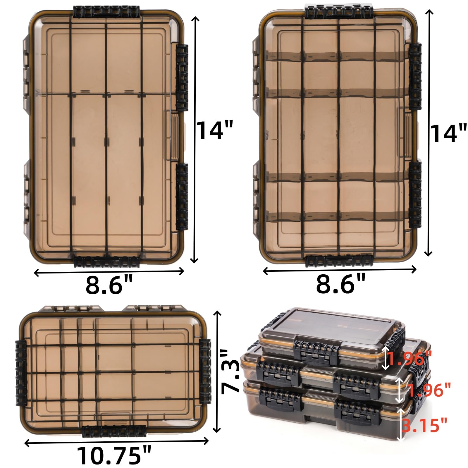 Medium 3700 tray dimensions 14 by 8.6 by 1.96 inches