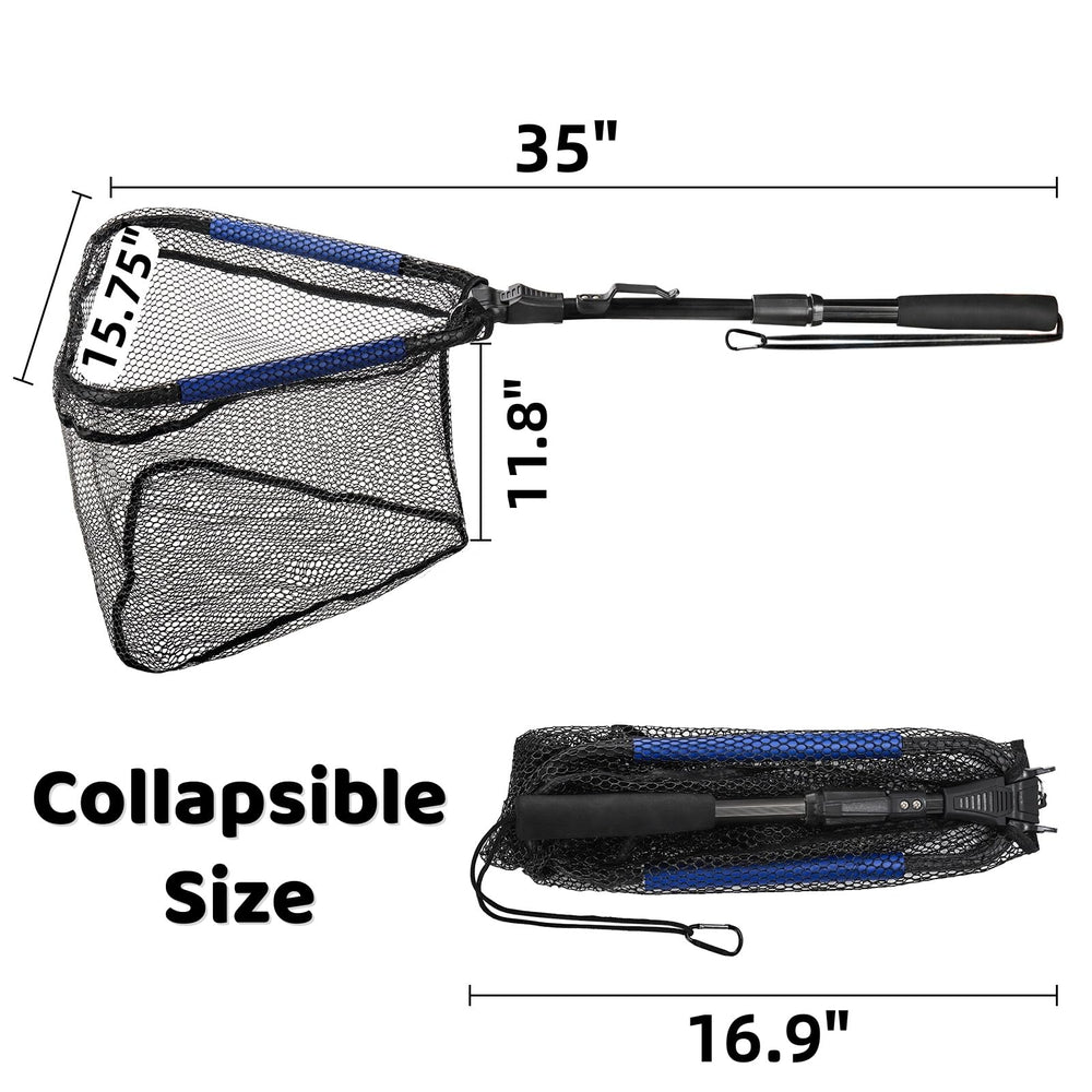 Close-up of rubber coated mesh on Noamus 35-inch fishing net
