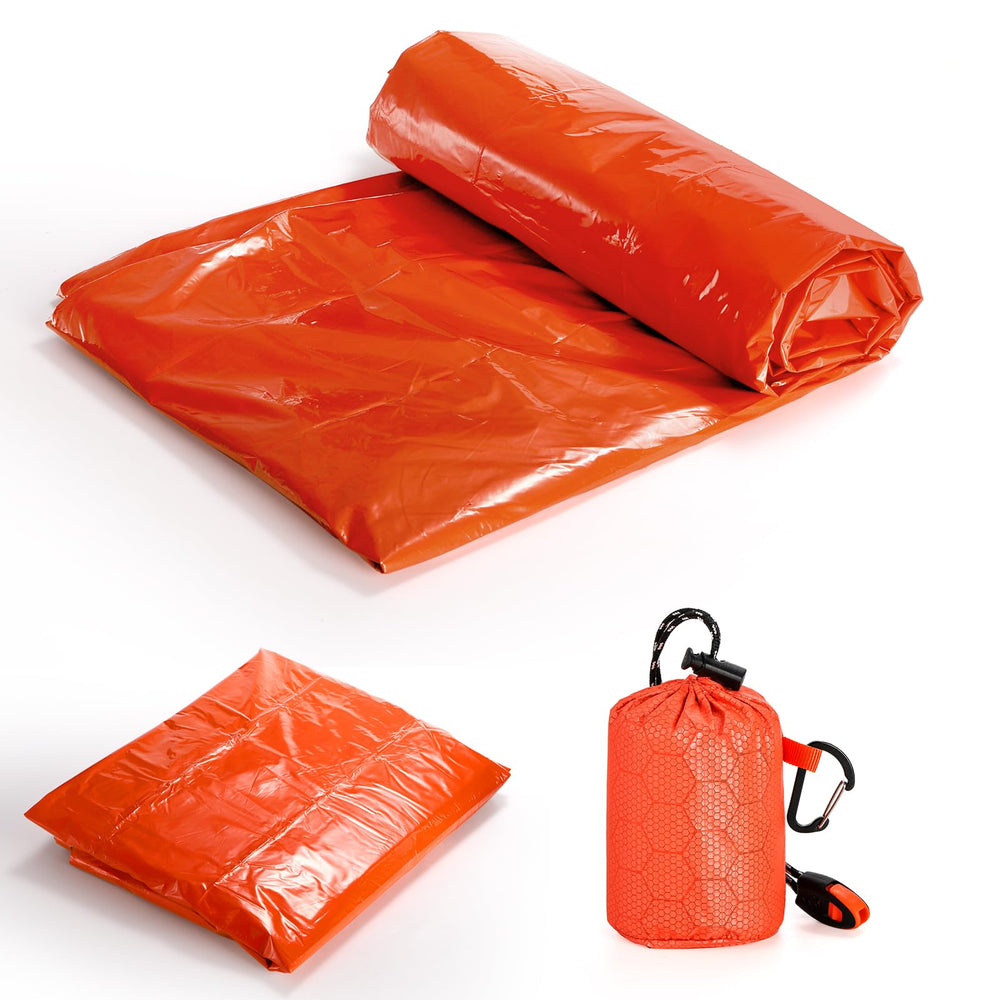 Noamus multipurpose survival gear supports shelter, rain poncho, and ground cover.
