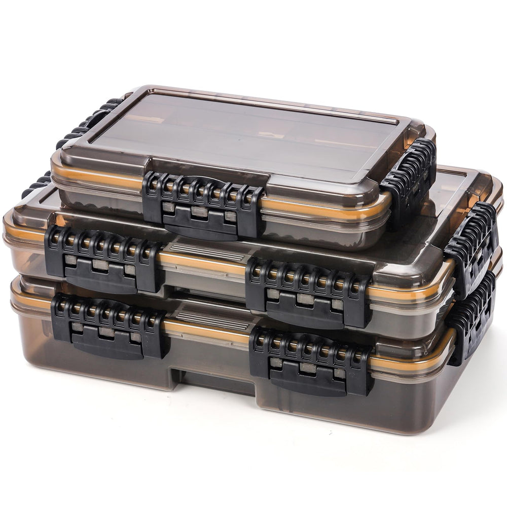 Waterproof tackle box with secure locking latches