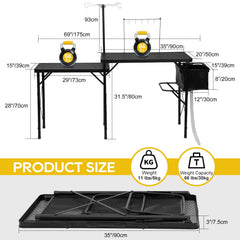 Noblequest aluminum folding camping table shows compact, sturdy design for easy transport.