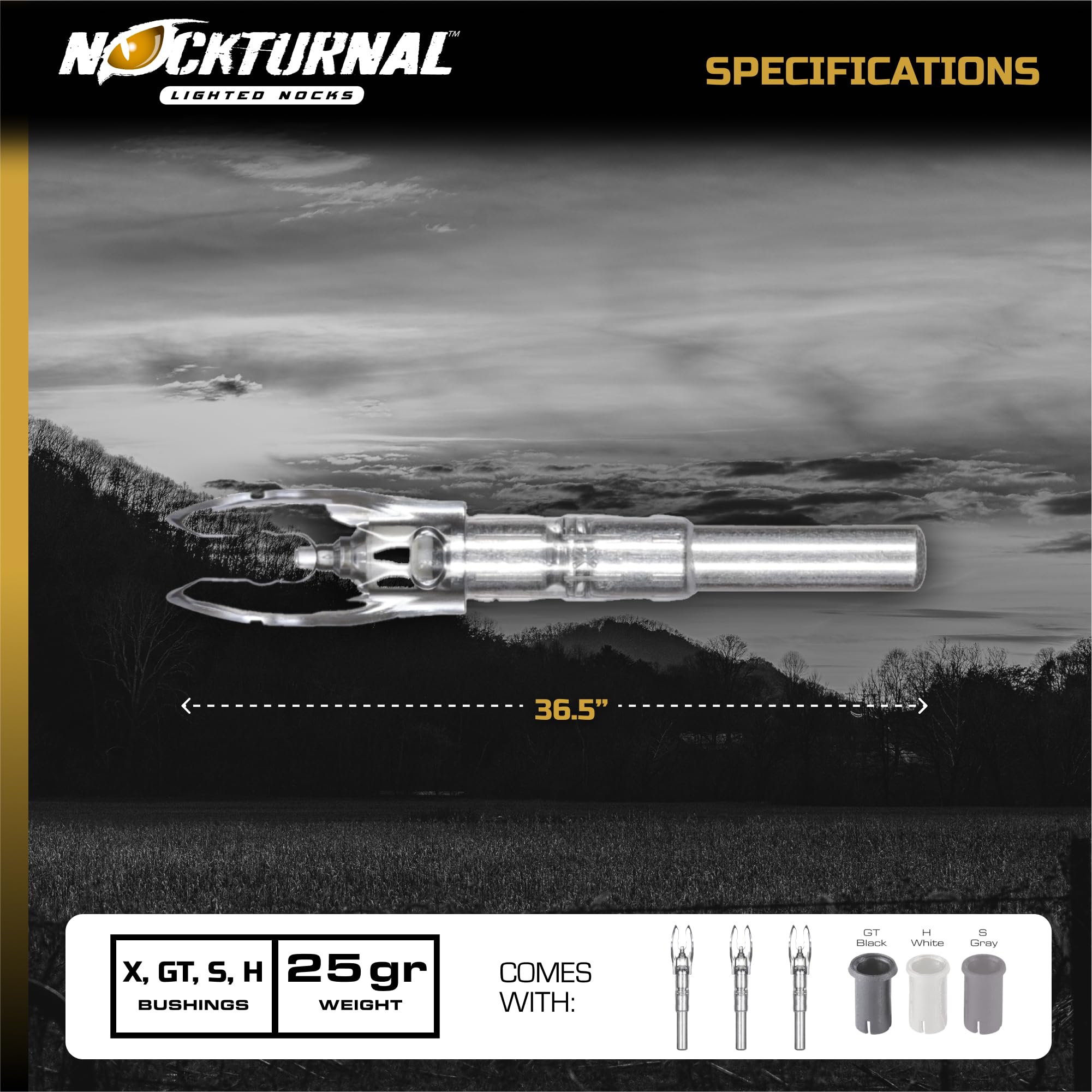 Nockturnal-S lighted nock features durable polycarbonate body.