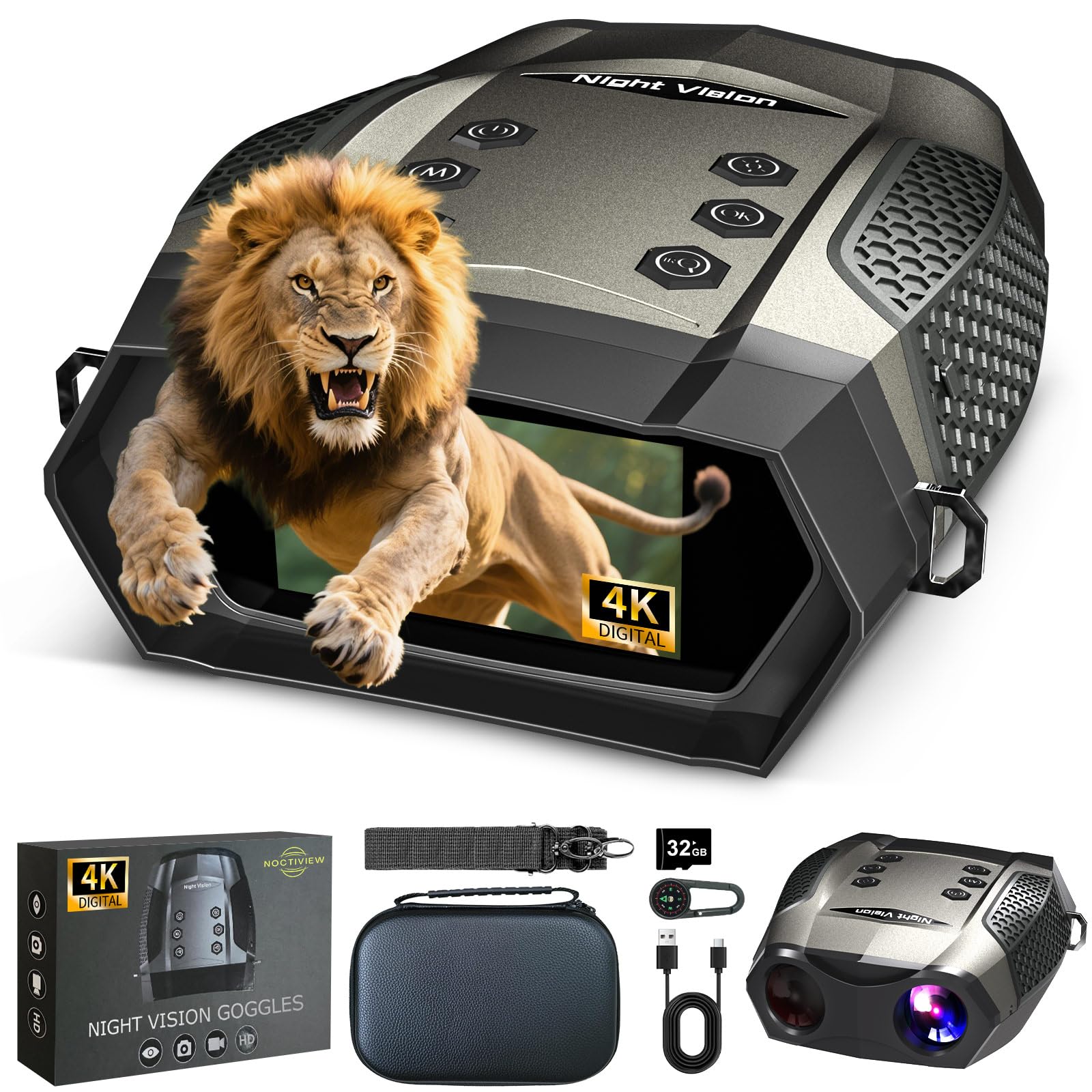 NoctiView night vision goggles 4K display delivers crisp night footage for wildlife watching