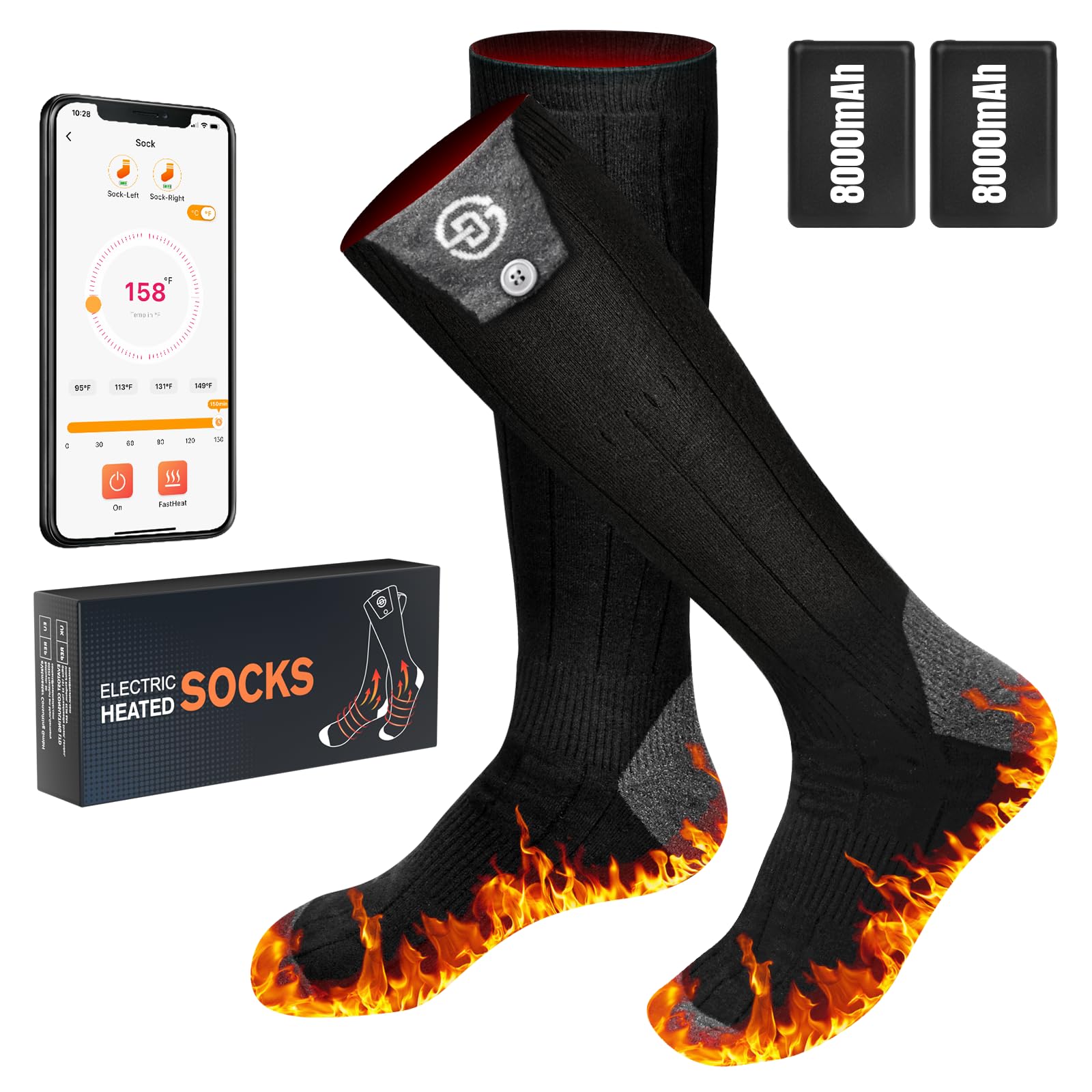 Nodinsy heated-socks battery-dock shows dual batteries for all-day warmth.