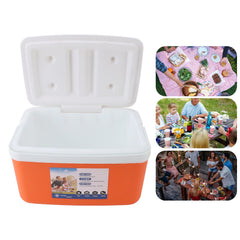 NOENNULL 8L insulated cooler orange lid open, shows versatile storage for snacks and drinks