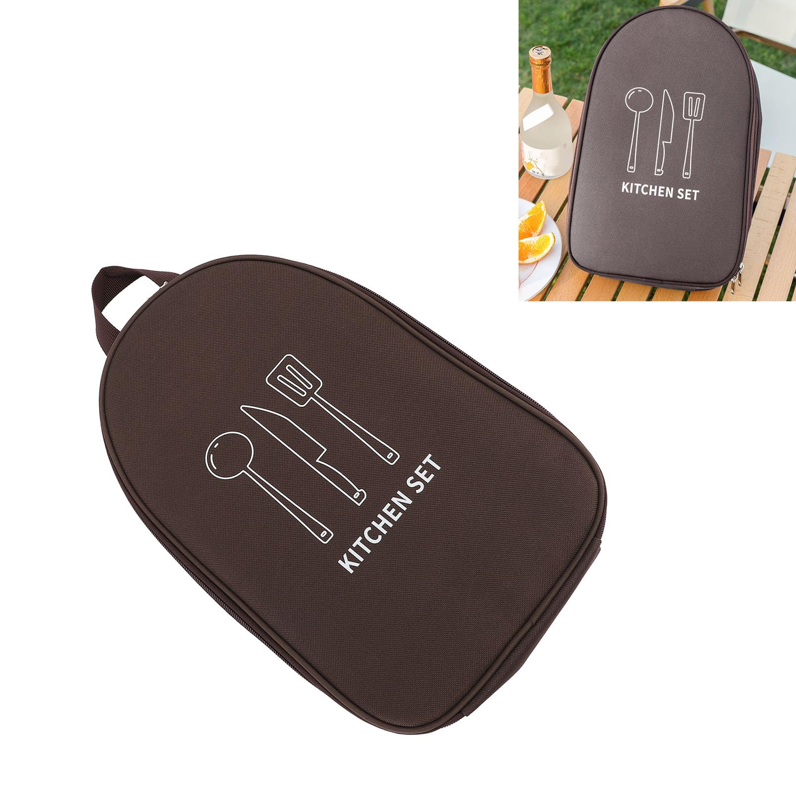 NOENNULL brown oxford fabric durable material protects gear during rugged outdoor cooking.