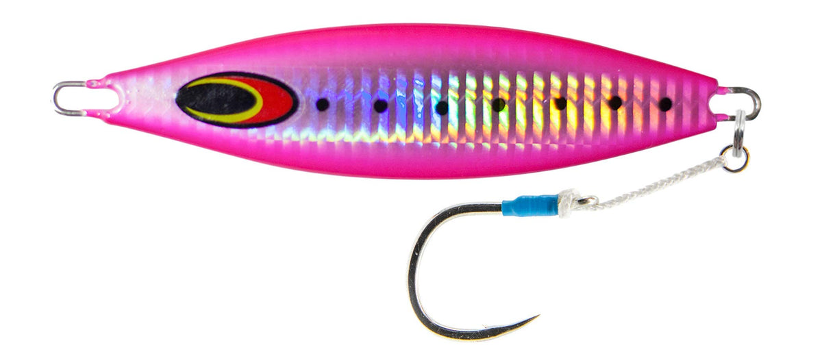 Nomad Design Buffalo jig in pink sardine, flutter fall lure for deep-water targets.
