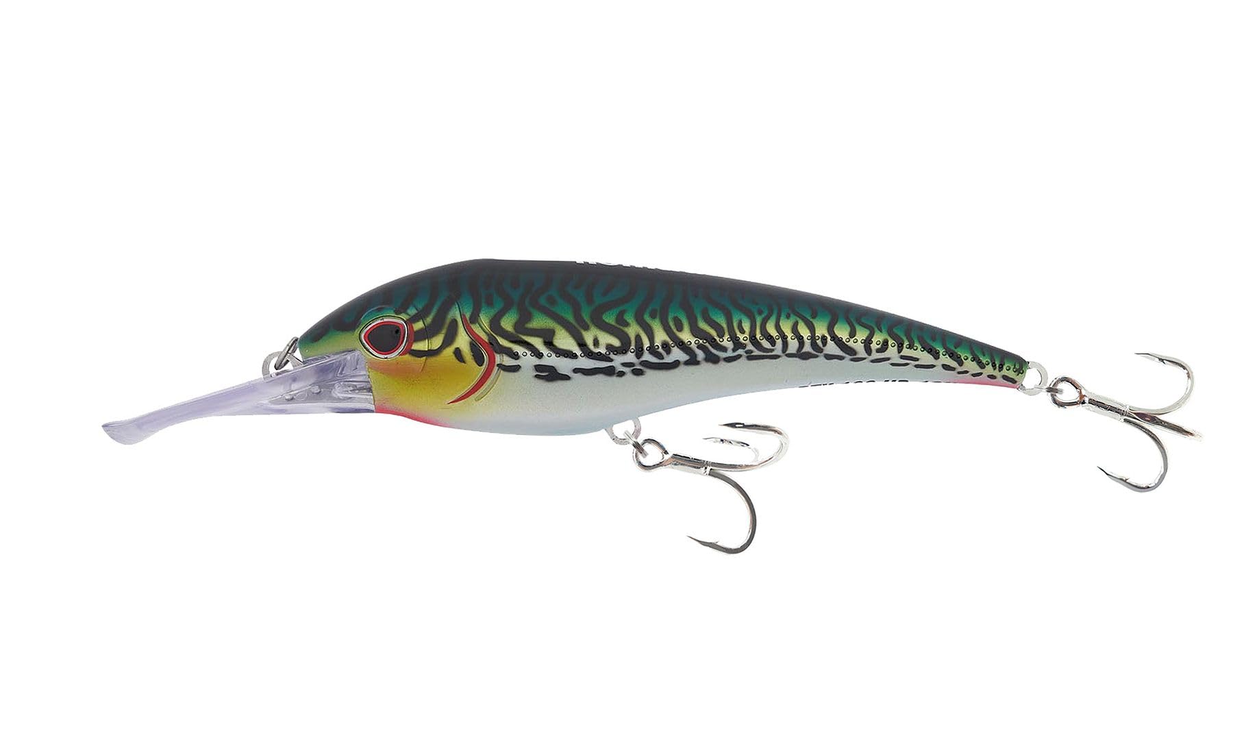 Nomad Design DTX Minnow 180 lure on display, silver green mackerel finish for pelagic trolling