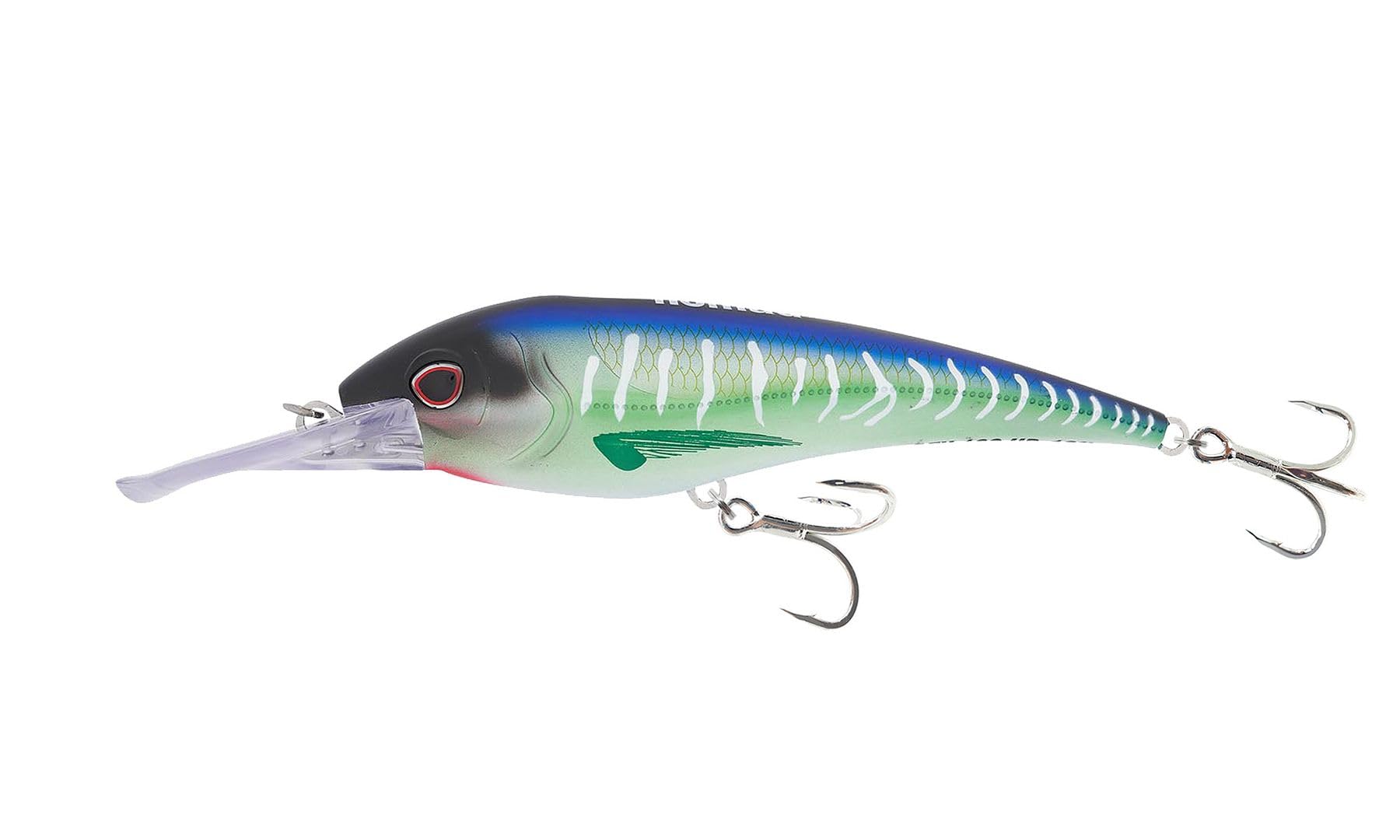 Nomad Design DTX Minnow 180 lure ready for saltwater trolling, attracting big pelagic fish.