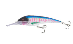 Nomad Design DTX Minnow 180 pink mackerel lure; ideal for heavy trolling toward big pelagic species.