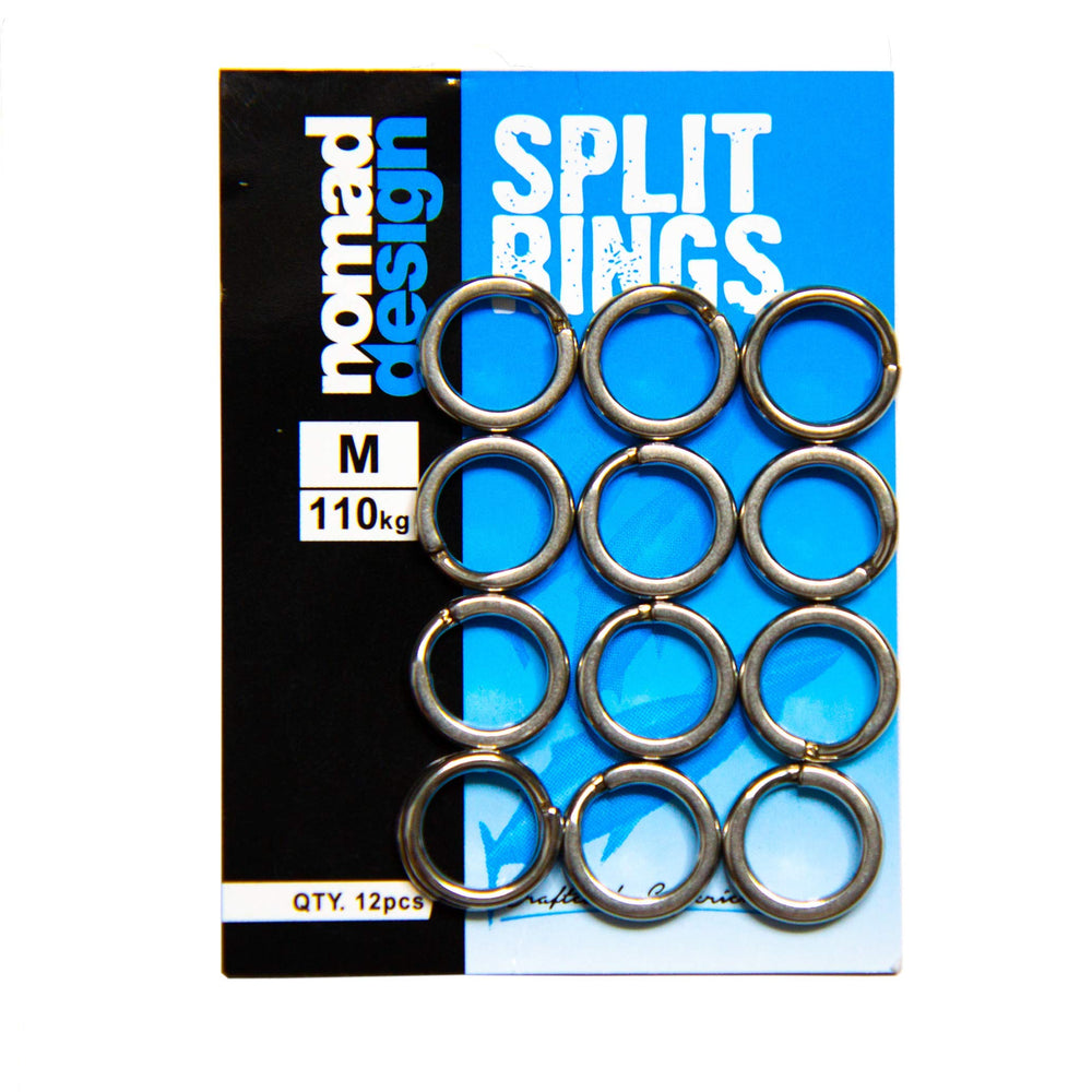 Nomad Design heavy-duty stainless steel split ring for secure keys and fishing gear.