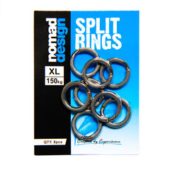 Nomad Design heavy-duty stainless steel split ring close-up for secure lure connections.